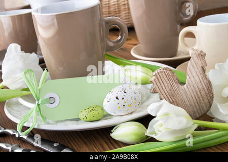 Easter table setting and decorations Stock Photo