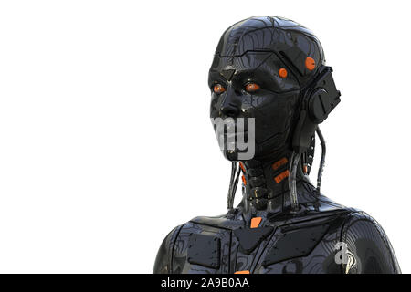 Robot woman, sci-fi android female artificial intelligence 3d render background Stock Photo