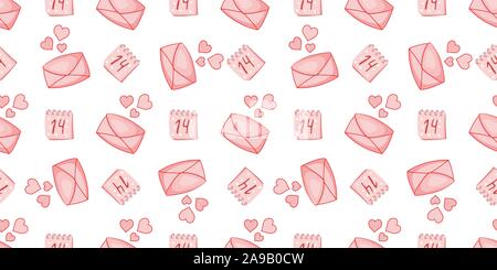 Seamless pattern for Valentine's day. Envelope with a heart. Love.. Stock Vector