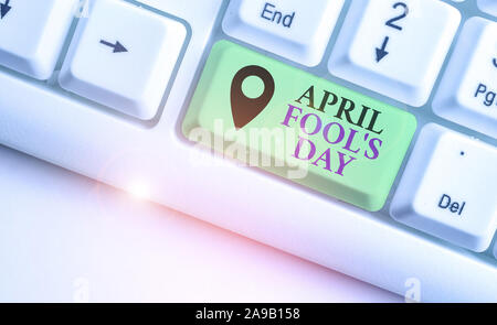 Writing note showing April Fool S Day. Business concept for Practical jokes humor pranks Celebration funny foolish Stock Photo
