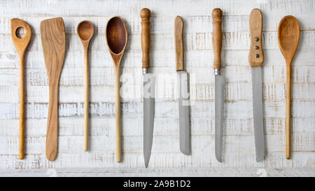 Kitchen spoons and knives Stock Photo