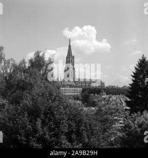 View to the cathedral at Bern, Switzerland 1950s. Stock Photo