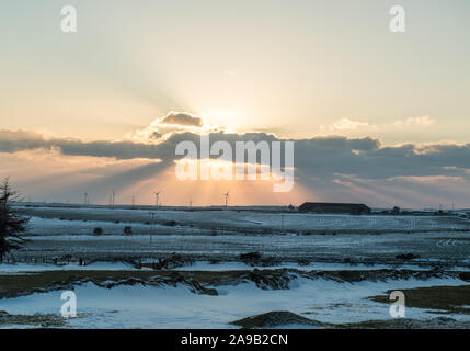 Snowy conditions Bodmin Moor Cornwall UK Stock Photo