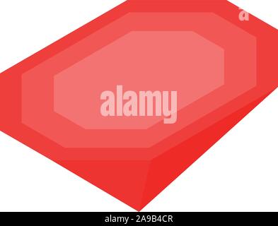 Red gemstone icon, isometric style Stock Vector