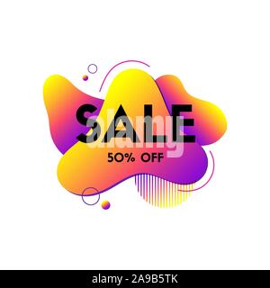 Sale liquid abstract banner. Vector dynamic fluid colorful shape. Composition for motion design Stock Vector