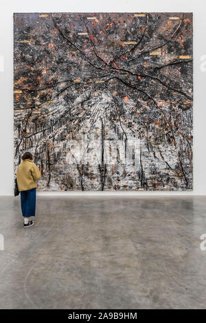 White Cube Bermondsey, London, UK. 14th Nov, 2019. Rumanujan Summation, 2018-19 - ‘Stringtheorie. Nornen (Urd, Verdandi, Skuld), Runen and Gordischer Knoten', a major solo show by Anselm Kiefer. Spanning all four spaces and the corridor of the White Cube Bermondsey gallery, the exhibition encompasses large-scale painting and installation. Credit: Guy Bell/Alamy Live News Stock Photo