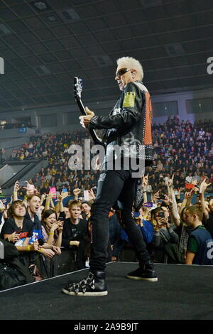 KYIV, UKRAINE - NOVEMBER 12, 2019: Rudolf Schenker a Scorpions rock band gave a concert in the Kyiv Sports Palace within the Crazy World Tour (Photo by Aleksandr Gusev/Pacific Press) Stock Photo