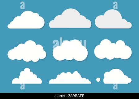 White clouds set on blue sky background. Vector Stock Vector