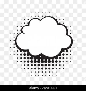 Comic empty speech bubble on halftone dots background in retro pop art style. Stock Vector