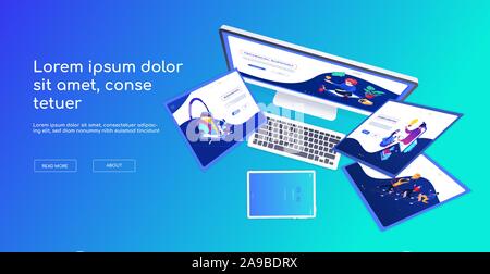 Creative workplace - modern vector colorful web banner Stock Vector