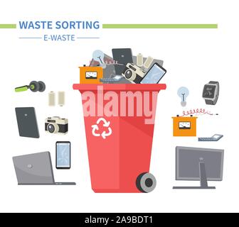 E-waste sorting - modern flat design style illustration Stock Vector