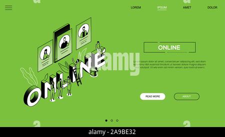 Online communication vector landing page template Stock Vector