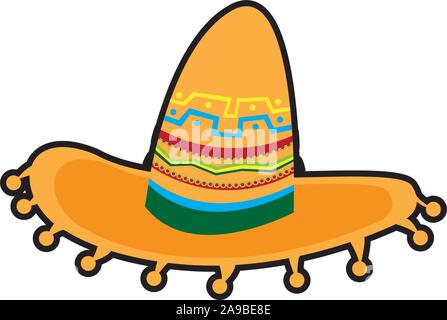 Traditional mexicna hat on awhite background - Vector Stock Vector