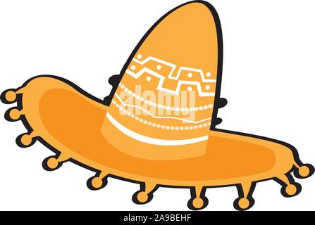 Traditional mexicna hat on awhite background - Vector Stock Vector