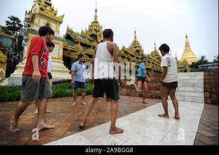 Chin Lone, traditional sport in Myanmar played with a bamboo ball ...