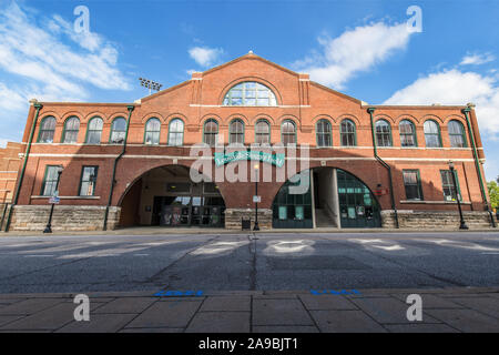 The Louisville Slugger Field Stadium, home to the Louisville Bats, is named after the famous baseball bat company and opened in 2000. Stock Photo