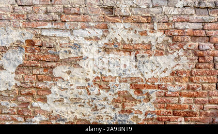 old brick wall with white and red bricks background. vintage brick wall texture Stock Photo