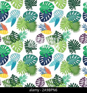 Tropical Leaf Vector Seamless Pattern or Background Stock Vector