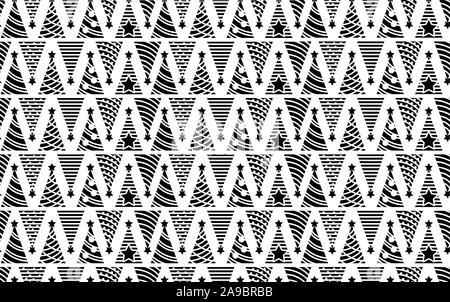Christmas trees seamless pattern. Monochrome abstract decoration icons for Christmas and New Year cards Stock Vector