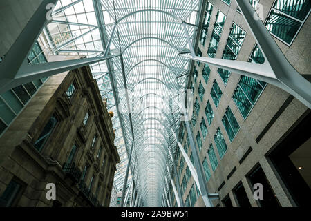 Allen Lambert Galleria (crystal cathedral of commerce) in Brookfield place, Toronto, Canada Stock Photo