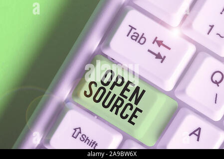 Word writing text Open Source. Business photo showcasing denoting software which original source code is made free Stock Photo