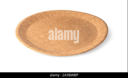 Eco - friendly plate isolated on white background. Disposable tableware with clipping path Stock Photo