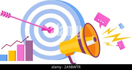 Communication target concept. Advertising company Stock Vector