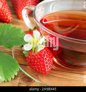 Tea glass cup and fruit tea strawberry Stock Photo