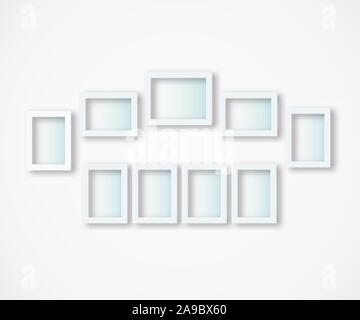 Set of white photo frames on gray background Vector Stock Vector