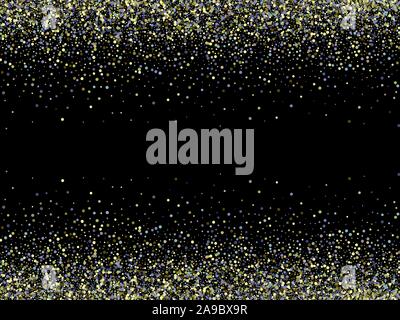 Isolated on black, vector confetti background with colorful dots and spotlight. Stock Vector