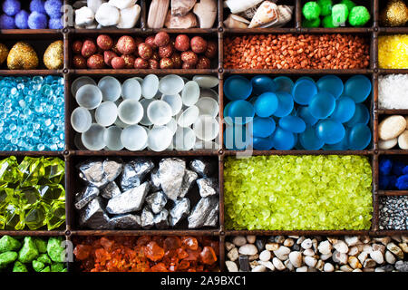 Colorfull glass stones in set box Stock Photo