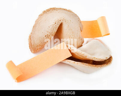 Two fortune cookies and white background Stock Photo