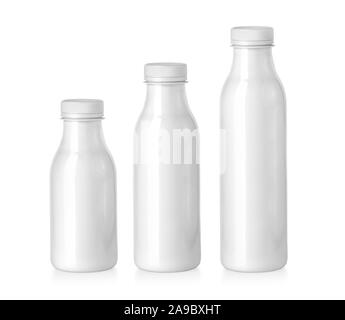 plastc bottle with milk isolated on white Stock Photo