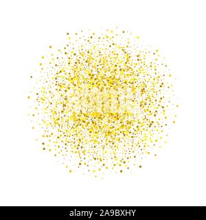 Gold sparkles on white background. Gold glitter background. Golden backdrop for card, vip, exclusive, certificate, gift, luxury, privilege, voucher Stock Vector