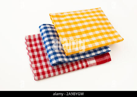 Kitchen towels on white background Stock Photo