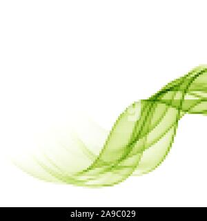 Abstract background with green transparent wavy lines. Stock Vector