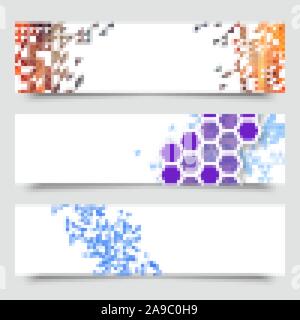 Business design templates. Set of Banners with Multicolored Polygonal Mosaic Backgrounds. Geometric Triangular Abstract Modern Vector Illustration. Stock Vector