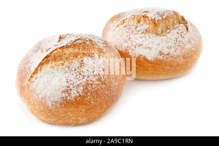 Two bread rolls against white background Stock Photo