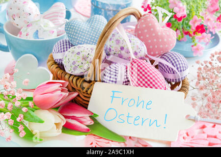 Happy Easter Label and decoration Stock Photo
