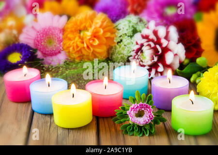 Wellness background with flowers Stock Photo