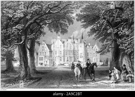 An engraving of Tyninghame House Haddington The Seat of the Earl of Haddington scanned at high resolution from a book printed in 1859. Stock Photo