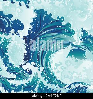 Big rushing sea or ocean waves design. Stock Vector