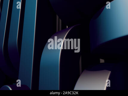 Abstract background with black square pipes and shiny metal ball Stock Photo