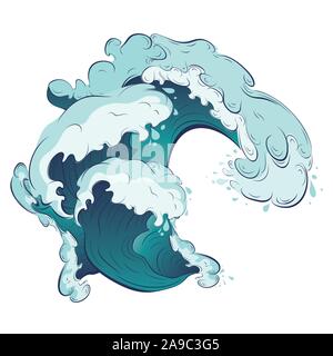 Big rushing sea or ocean waves design. Stock Vector