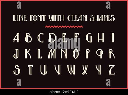 Lined hipster styled trendy font with minimalistic bold shapes Stock Vector