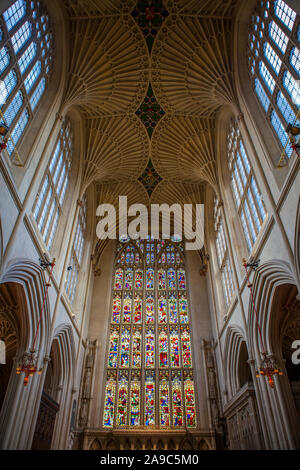 Bath, UK - August 10th 2013: The interior of the historic Bath Abbey in the city of Bath, UK. Stock Photo