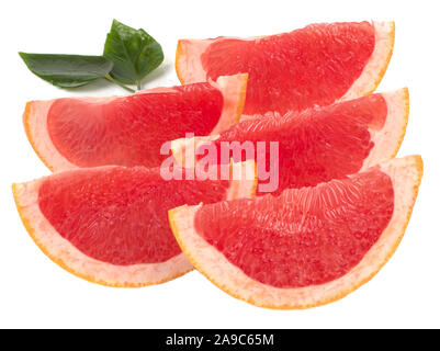 grapefruit slices isolated on white background Stock Photo
