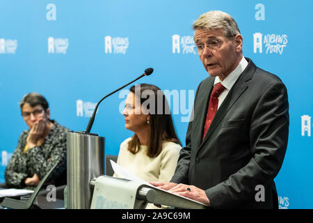 Den Haag, Netherlands. 14th Nov, 2019. DEN HAAG, 14-11-2019, Presentation interim advice about implementation of tax allowances by commission Piet Hein Donner. Jetta Klijnsma, Piet Hein Donner en Willemien den Ouden Credit: Pro Shots/Alamy Live News Stock Photo