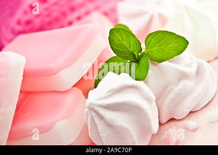 Peppermint sweets meringues and fondant Stock Photo