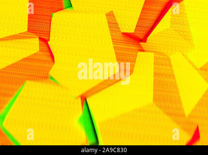 Abstract background with 3D shapes and broken tv glitch effect Stock Photo